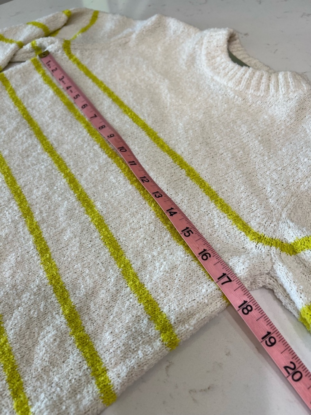 H&M Striped Slub Knit Sweater Cream Green Youth 16/18 NWT - Picture 6 of 7